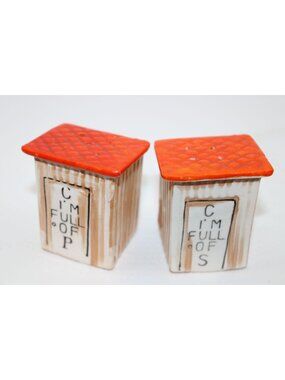 Salt & Pepper Shakers - Vintage Victoria Ceramic Outhouse